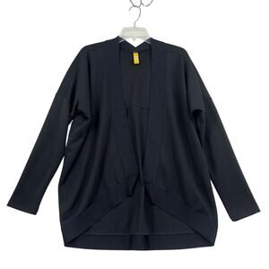 Lole Cozy Cardigan Size L Black Open Cocoon Oversized Stretch Knit Layering